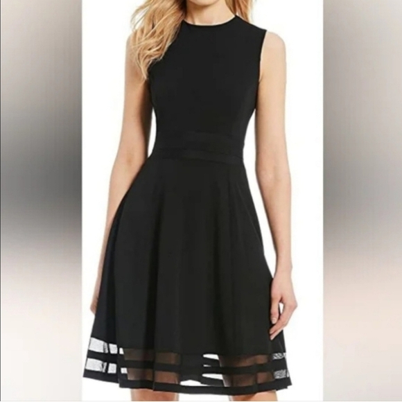 NWT Calvin Klein Black Sleeveless A-Line Mesh Hem Dress Size 4 New with tags. - Picture 3 of 7